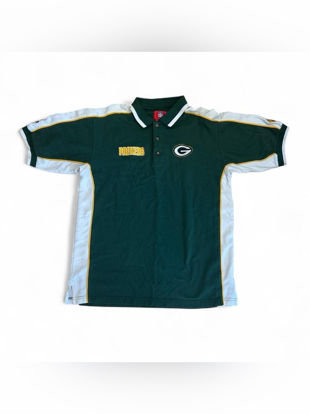 NFL Vintage and Embroidered Green and white Green Bay Packers polo shirt Large
